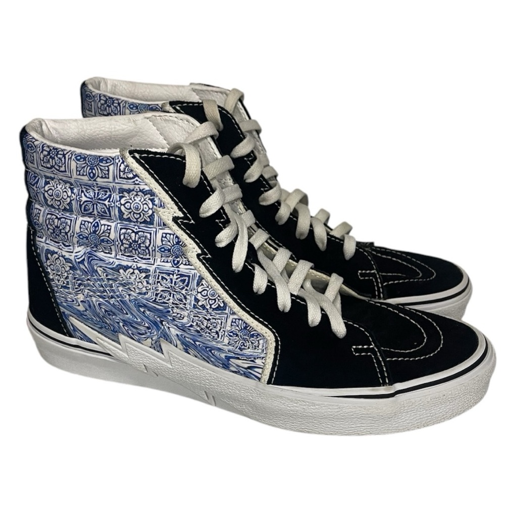 VANS Sk8-Hi Men's Sneakers Black/Blue Lightning Bolt, High Top, Size 10